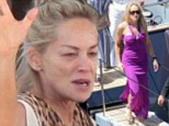 Sharon Stone roars into action once more as she heads out for another glamorous Cannes appearance in purple gown
