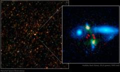 monstrous galaxy crash discovered in the early universe
